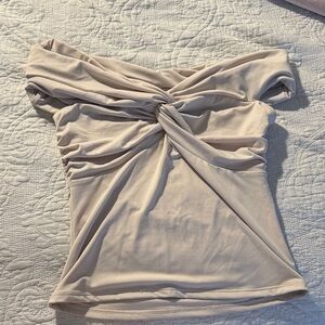 Abercrombie & Fitch Cream Twist-Front Blouse